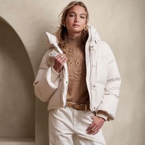 NWT Banana Republic Alps Down Puffer Jacket Cream White SMALL